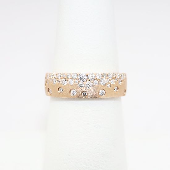 Picture of Confetti Collection Brushed 14k Rose Gold & Diamond Ring