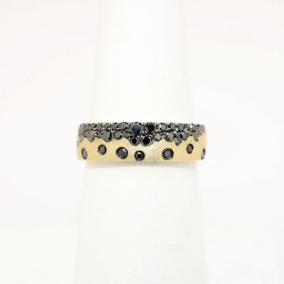 Picture of Confetti Collection Brushed 14k Yellow Gold & Black Diamond Ring