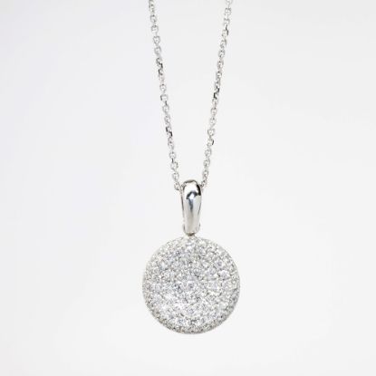 Picture of 18k White Gold & Pavé Set Diamond Circle Pendant Necklace by Oliva