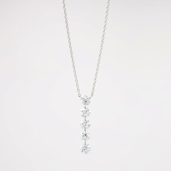 Picture of 18k White Gold & Floating Diamond Pendant Necklace 