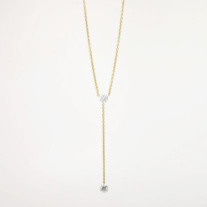 Picture of 18k Yellow Gold & Floating Diamond Lariat Necklace