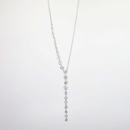 Picture of 18k White Gold & Cascading 'Floating' Diamonds Lariat Necklace