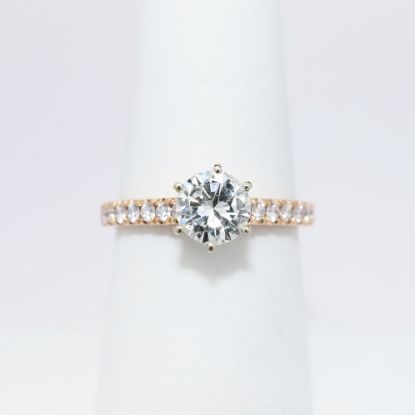 Picture of 14k Rose Gold & Round Brilliant Cut Diamond Engagement Ring