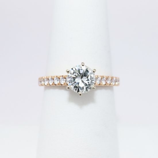 Picture of 14k Rose Gold & Round Brilliant Cut Diamond Engagement Ring