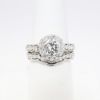 Picture of 14k White Gold & Round Brilliant Cut Diamond Bridal Ring Set with Scalloped Bands