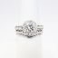 Picture of 14k White Gold & Round Brilliant Cut Diamond Bridal Ring Set with Scalloped Bands