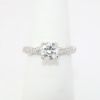 Picture of 14k White Gold & Round Brilliant Cut Diamond Ring with Woven Diamond Band