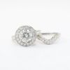 Picture of 14k White Gold & Round Brilliant Cut Diamond Halo Bridal Ring Set