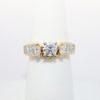 Picture of 14k Yellow Gold Round Brilliant Cut Diamond Solitaire Ring with Marquis & Square Cut Ring Enhancer