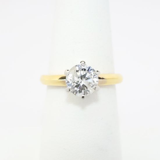 Picture of 18k Yellow Gold, Platinum & Round Brilliant Cut Diamond Solitaire Ring