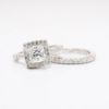 Picture of 14k White Gold & Square Brilliant Cut Diamond Halo Bridal Ring Set