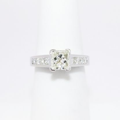 Picture of 14k White Gold & Square Modified Brilliant Cut Diamond Engagement Ring