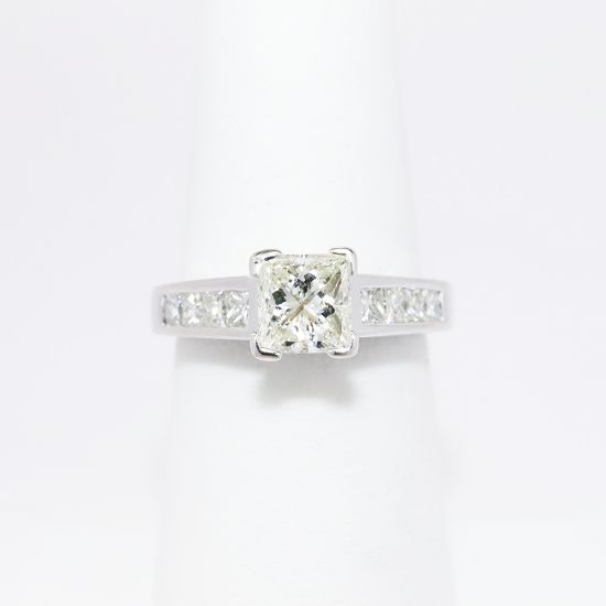 Picture of 14k White Gold & Square Modified Brilliant Cut Diamond Engagement Ring