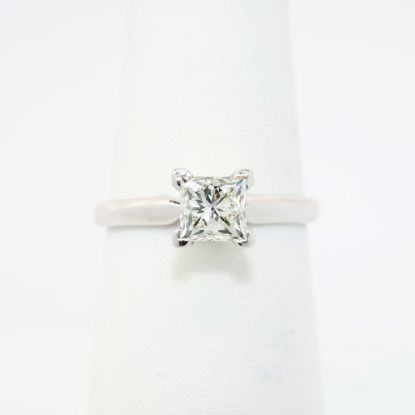 Picture of 14k White Gold & GIA Certified Square Brilliant Cut Diamond Solitaire Ring