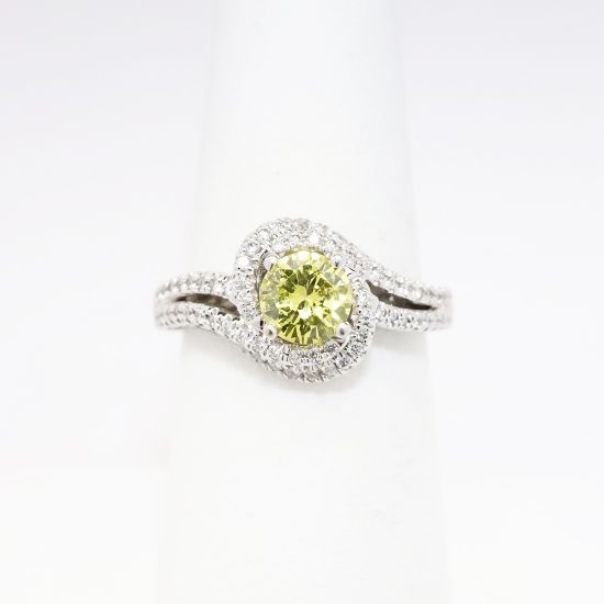 Picture of 14k White Gold & Fancy Intense Yellow Diamond Ring with Colorless Diamond Accents