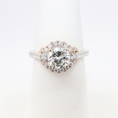 Picture of 14k Rose & White Gold GIA Certified Round Brilliant Cut Diamond Halo Ring