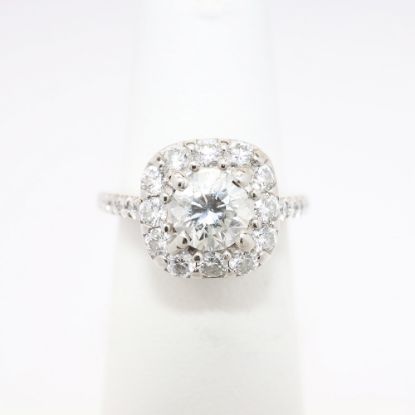 Picture of 14k White Gold & Round Brilliant Cut Diamond Halo Ring