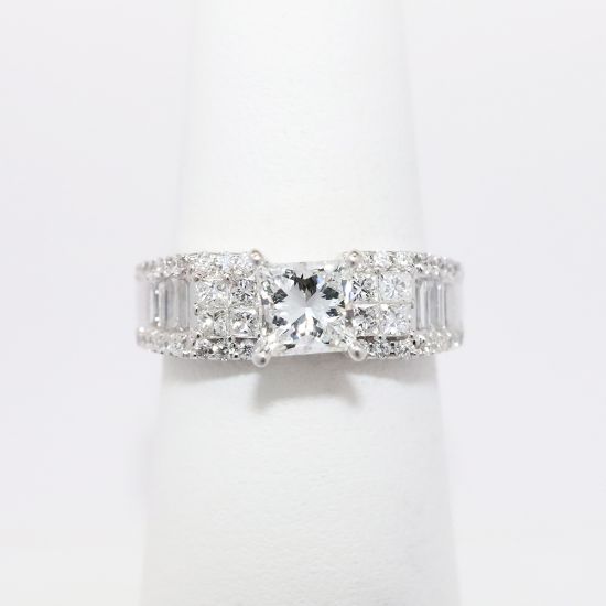 Picture of 14k White Gold & GIA Certified Square Cut Diamond Engagement Ring