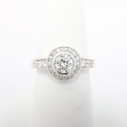 Picture of Vintage Inspired EGL Certified Round Brilliant Cut Diamond Halo Ring