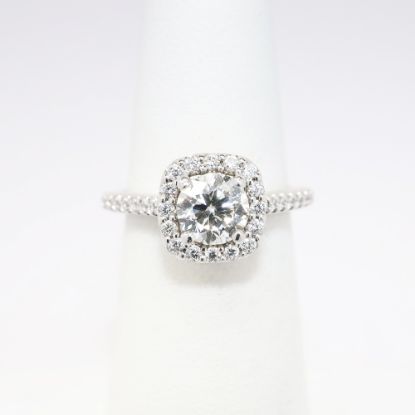 Picture of 14k White Gold & Round Brilliant Cut Diamond Halo Engagement Ring