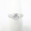 Picture of 14k White Gold Round Brilliant Cut Diamond Solitaire Ring with Pavé Set Sides