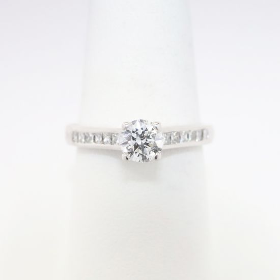 Picture of 14k White Gold & Round Brilliant Cut Diamond Ring with Channel Set Band