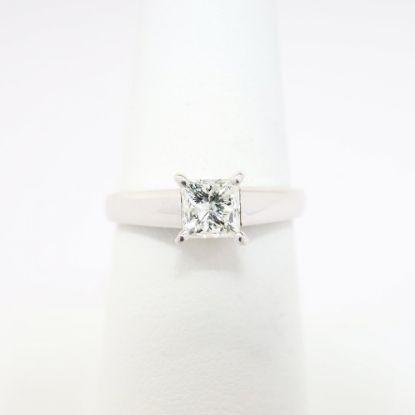 Picture of 14k White Gold & Square Brilliant Cut Diamond Solitaire Engagement Ring