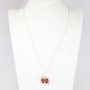 Picture of 18k Two-Tone Gold & Carved Orange Agate Carved Ladybug Pendant Necklace with Diamond Spots