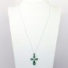 Picture of 18k White Gold, Carved Malachite, Diamond & Green Garnet Cross Pendant Necklace