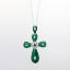 Picture of 18k White Gold, Carved Malachite, Diamond & Green Garnet Cross Pendant Necklace