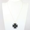 Picture of 18k Yellow Gold & Carved Black Agate Maltese Cross Pendant Necklace with Diamond Accent