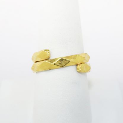 Picture of 24k Yellow Gold Diamond Patterned Bypass Ring