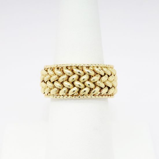 Picture of 14k Yellow Gold Textured Woven Men's Wedding Band