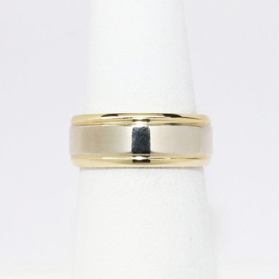 Picture of 14k Yellow Gold Wedding Band with White Gold Accent 