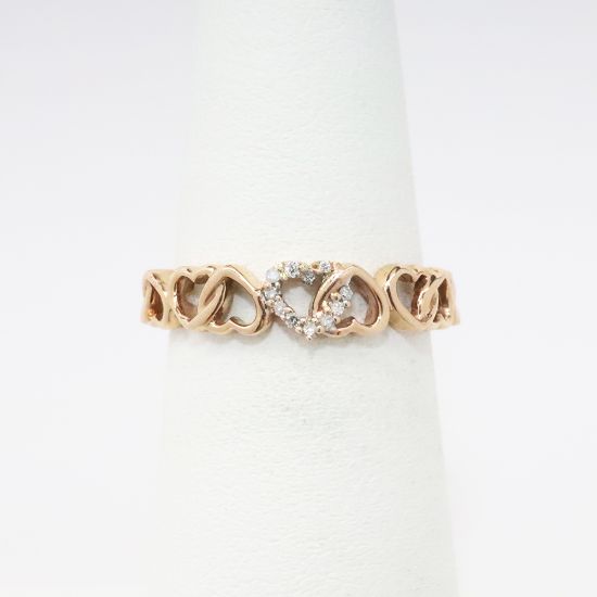 Picture of 10 Rose Gold & Diamond Hearts Wedding Band