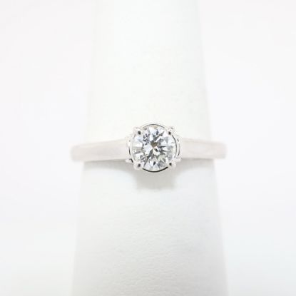 Picture of 14k White Gold & Round Brilliant Cut Diamond Solitaire Ring with Side Mounted Diamond Accents