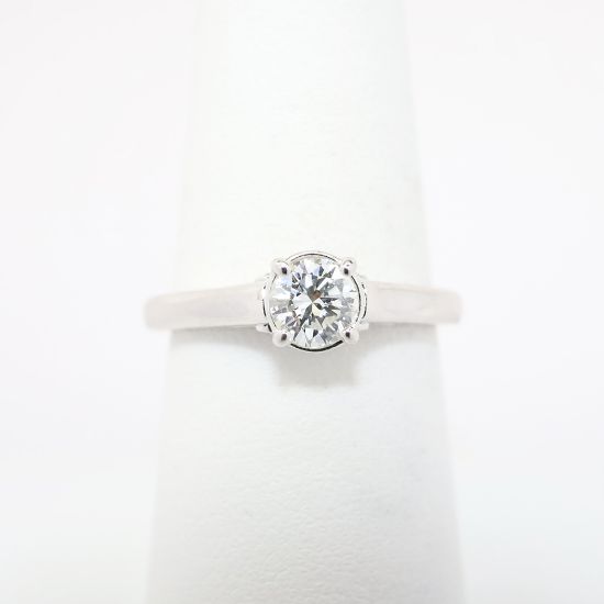 Picture of 14k White Gold & Round Brilliant Cut Diamond Solitaire Ring with Side Mounted Diamond Accents