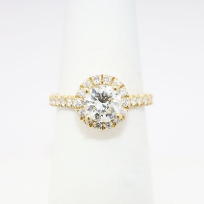 Picture of 14k Yellow Gold & Round Brilliant Cut Diamond Halo Engagement Ring