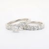 Picture of 14k White Gold & Square Cut Diamond Bridal Ring Set with Round Cut Diamond Accents