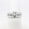 Picture of 14k White Gold & Square Cut Diamond Bridal Ring Set with Round Cut Diamond Accents