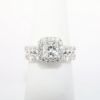 Picture of 18k White Gold & Square Cut Diamond Halo Bridal Ring Set