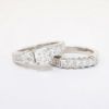 Picture of 14k White Gold & Radiant Cut Diamond Bridal Ring Set with Square Cut Accents