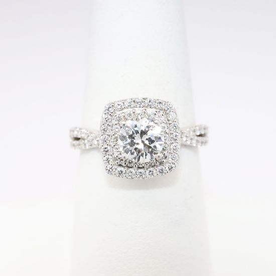 Picture of 14k White Gold & GIA Certified Round Brilliant Cut Diamond Halo Ring