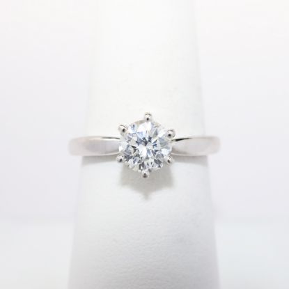 Picture of 14k White Gold & Round Brilliant Cut Diamond Solitaire Engagement Ring