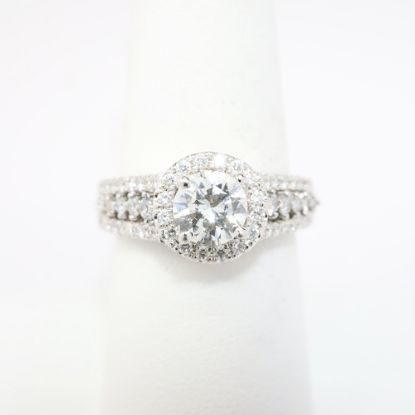 Picture of 14k White Gold & Round Brilliant Cut Diamond Halo Ring