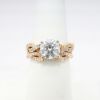 Picture of 14k Rose Gold & Round Brilliant Cut Diamond Bridal Ring Set with Woven Bands