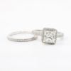 Picture of 18k White Gold & GIA Certified Square Brilliant Cut Diamond Halo Bridal Ring Set