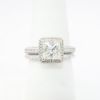 Picture of 18k White Gold & GIA Certified Square Brilliant Cut Diamond Halo Bridal Ring Set