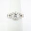 Picture of 14k White Gold & Round Brilliant Cut Diamond Solitaire Ring with Split, Diamond Accented Band