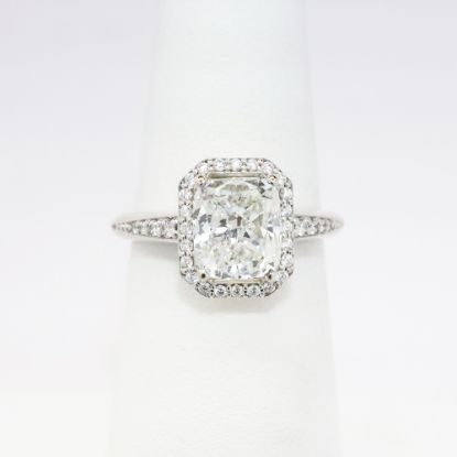 Picture of 14k White Gold & GIA Certified Cushion Cut Diamond Halo Engagement Ring